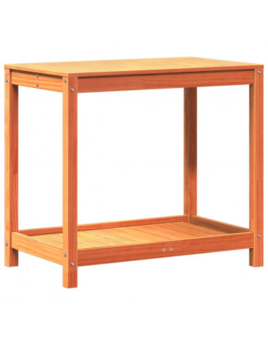 Tavolo Invasatura Ripiano Marrone Cera 82,5x50x75 Massello Pino