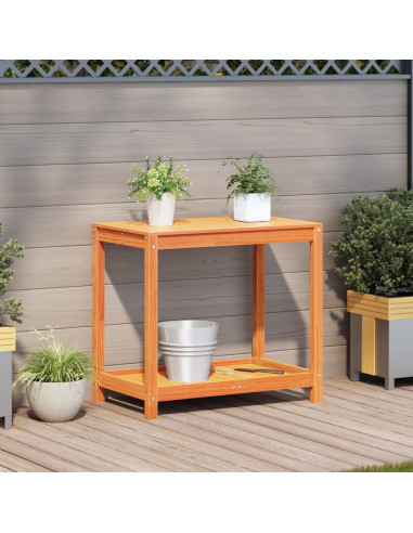 Tavolo Invasatura Ripiano Marrone Cera 82,5x50x75 Massello Pino