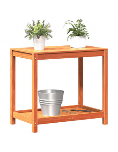 Tavolo Invasatura Ripiano Marrone Cera 82,5x50x75 Massello Pino