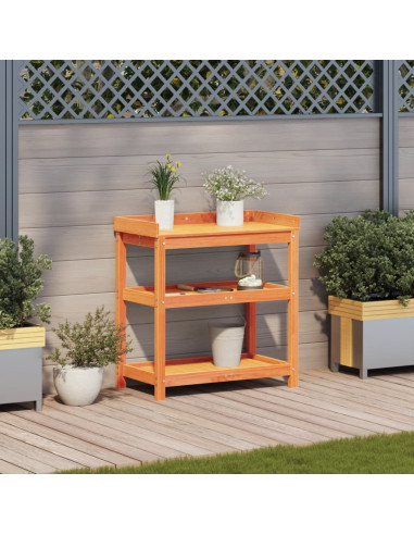 Tavolo Invaso con Ripiani Marrone 82,5x45x86,5 cm Massello Pino