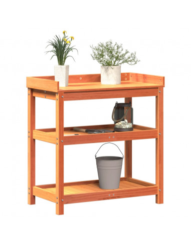 Tavolo Invaso con Ripiani Marrone 82,5x45x86,5 cm Massello Pino