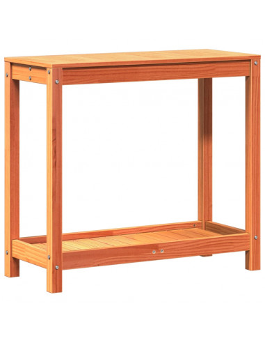 Tavolo Invasatura Ripiano Marrone Cera 82,5x35x75 Massello Pino