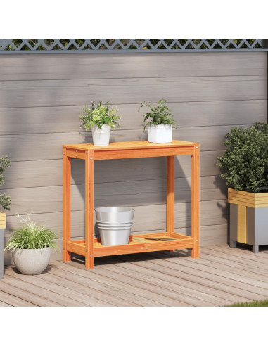 Tavolo Invasatura Ripiano Marrone Cera 82,5x35x75 Massello Pino