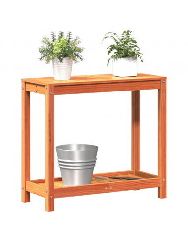 Tavolo Invasatura Ripiano Marrone Cera 82,5x35x75 Massello Pino