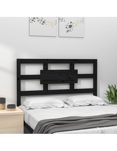 Testiera per Letto Nera 95,5x4x100 cm Legno Massello di Pino