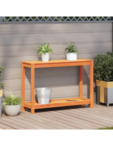 Tavolo Invasatura Ripiano Marrone Cera 108x35x75 Massello Pino