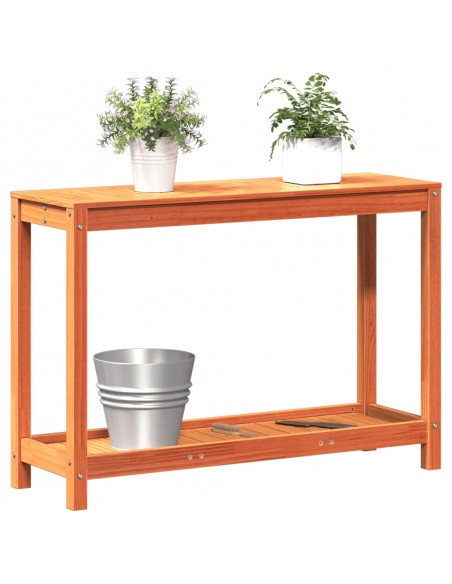 Tavolo Invasatura Ripiano Marrone Cera 108x35x75 Massello Pino