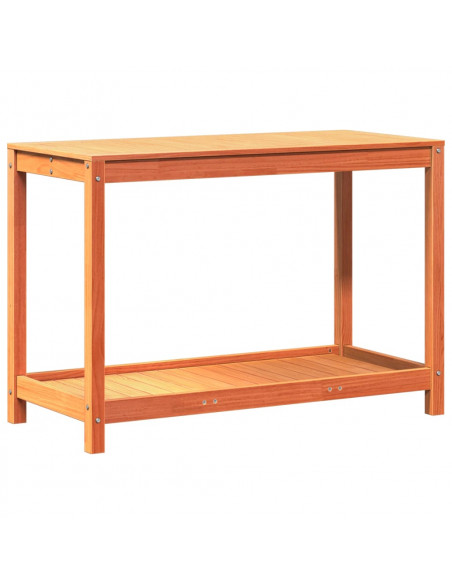 Tavolo Invasatura Ripiano Marrone Cera 108x50x75 Massello Pino