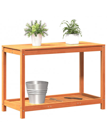 Tavolo Invasatura Ripiano Marrone Cera 108x50x75 Massello Pino