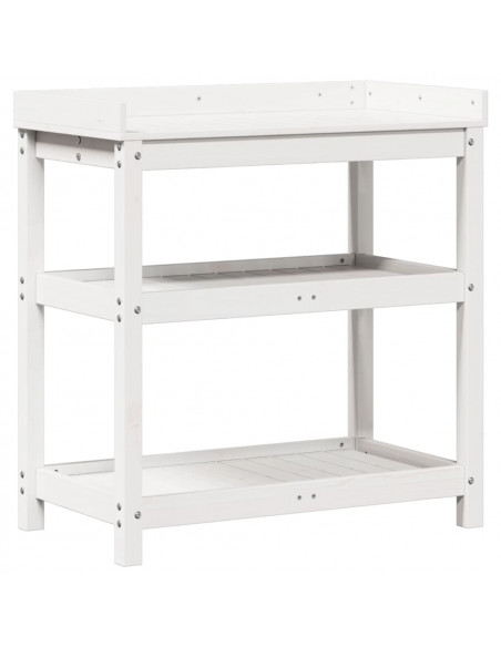 Tavolo Invaso con Ripiani Bianco 82,5x45x86,5 cm Massello Pino