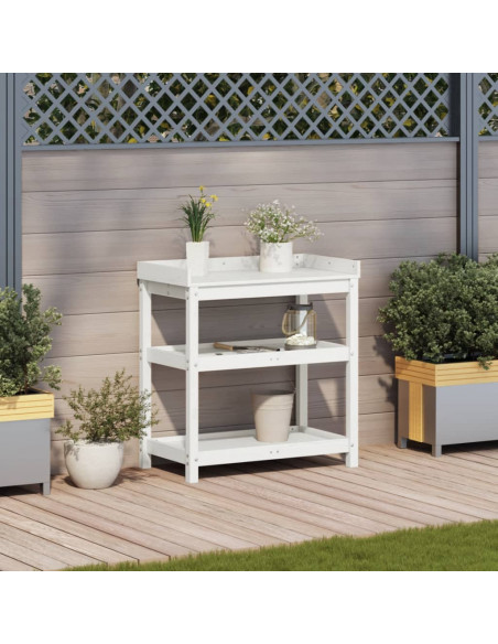 Tavolo Invaso con Ripiani Bianco 82,5x45x86,5 cm Massello Pino