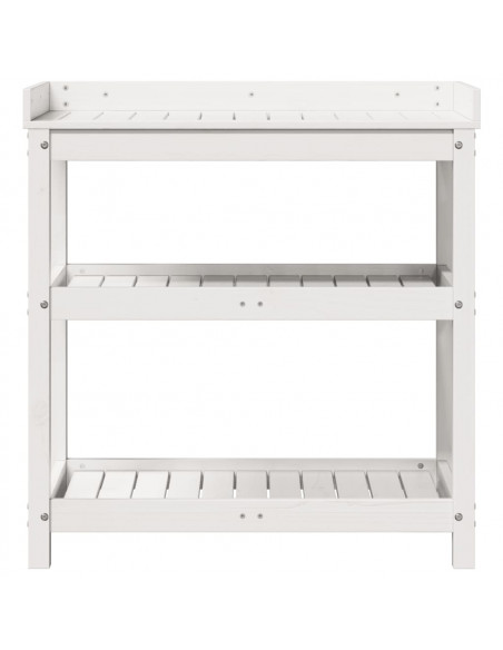 Tavolo Invaso con Ripiani Bianco 82,5x45x86,5 cm Massello Pino