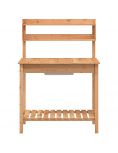 Tavolo Invaso con Lavello Marrone 147,5x44x139,5 Massello Abete 2