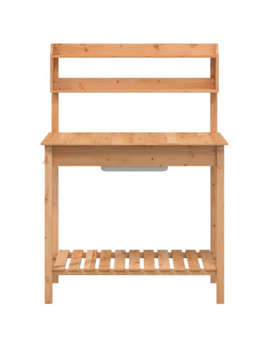 Tavolo Invaso con Lavello Marrone 147,5x44x139,5 Massello Abete