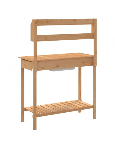 Tavolo Invaso con Lavello Marrone 147,5x44x139,5 Massello Abete