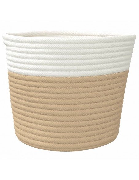 Cestini Portaoggetti 2pz Beige e Bianco Ø24x18 cm in Cotone