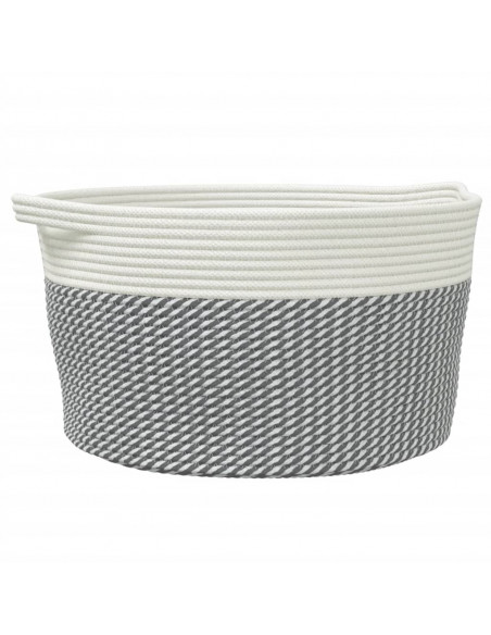 Cestino Portaoggetti Grigio e Bianco Ø40x25 cm in Cotone