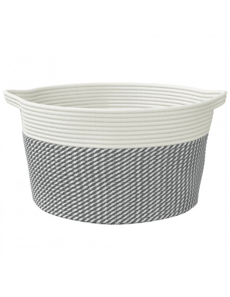 Cestino Portaoggetti Grigio e Bianco Ø40x25 cm in Cotone