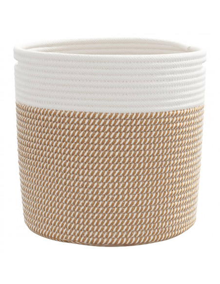 Cestini Portaoggetti 2pz Marrone e Bianco Ø28x28 cm in Cotone