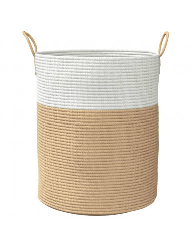 Cestino Portaoggetti Beige e Bianco Ø38x46 cm in Cotone