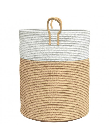 Cestino Portaoggetti Beige e Bianco Ø38x46 cm in Cotone