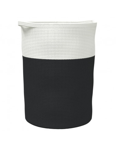 Cestino Portaoggetti Nero e Bianco Ø49x65 cm in Cotone