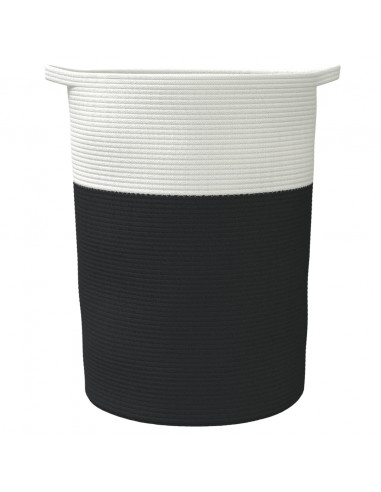 Cestino Portaoggetti Nero e Bianco Ø49x65 cm in Cotone