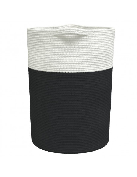 Cestino Portaoggetti Nero e Bianco Ø49x65 cm in Cotone