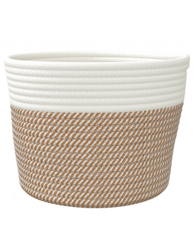 Cestini Portaoggetti 2pz Marrone e Bianco Ø24x18 cm in Cotone