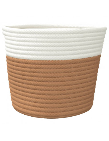 Cestini Portaoggetti 2pz Marrone e Bianco Ø24x18 cm in Cotone