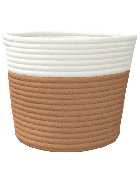 Cestini Portaoggetti 2pz Marrone e Bianco Ø24x18 cm in Cotone