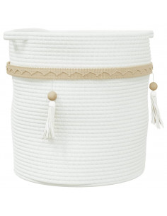 Cestino Portaoggetti Bianco Ø38x36 cm in Cotone 2