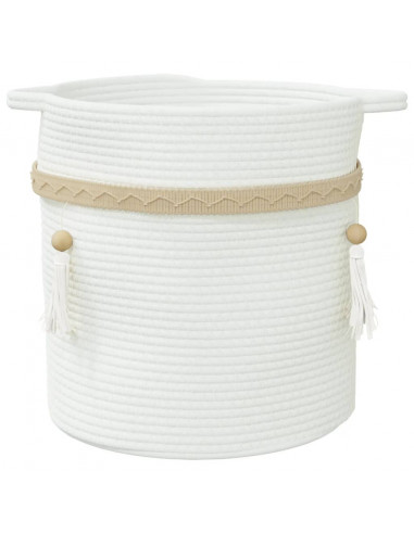 Cestino Portaoggetti Bianco Ø38x36 cm in Cotone