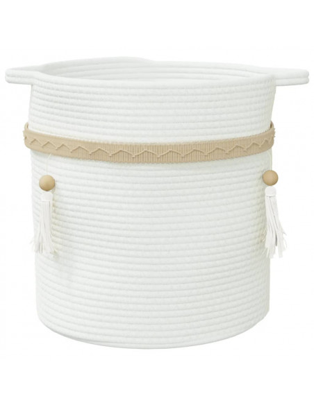 Cestino Portaoggetti Bianco Ø38x36 cm in Cotone