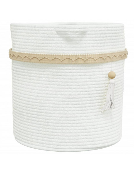 Cestino Portaoggetti Bianco Ø38x36 cm in Cotone