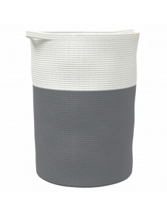 Cestino Portaoggetti Grigio e Bianco Ø49x65 cm in Cotone 2