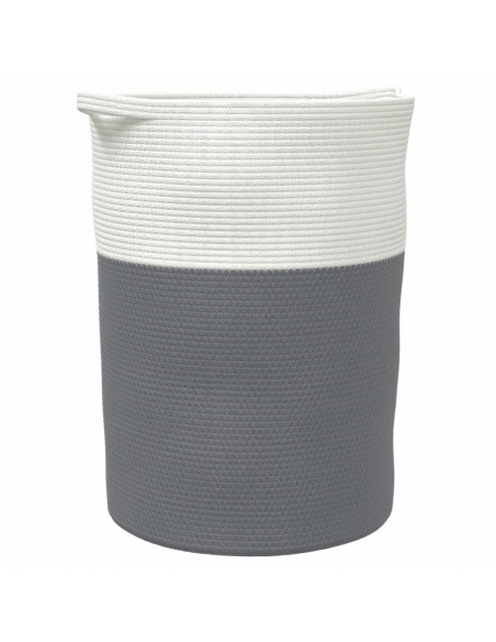 Cestino Portaoggetti Grigio e Bianco Ø49x65 cm in Cotone