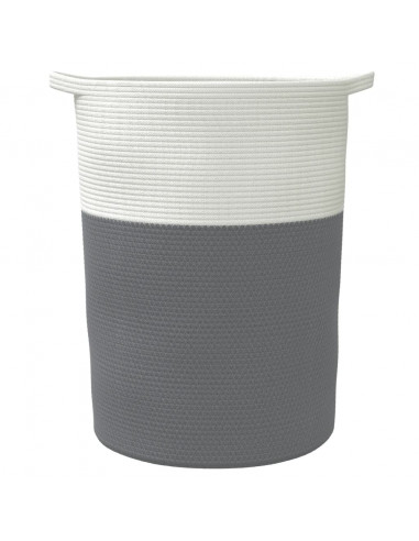 Cestino Portaoggetti Grigio e Bianco Ø49x65 cm in Cotone
