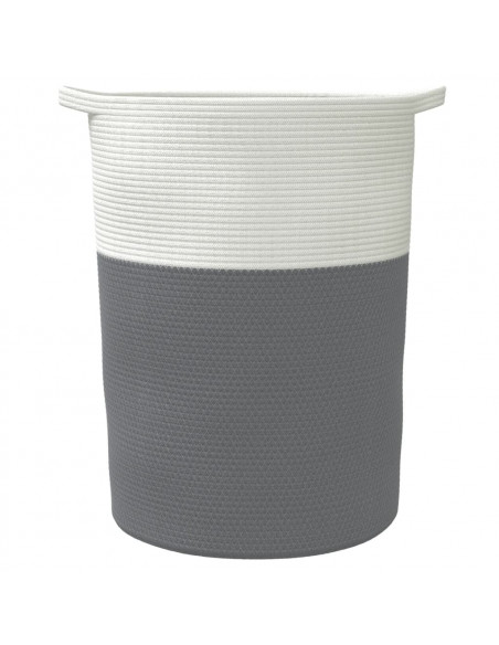 Cestino Portaoggetti Grigio e Bianco Ø49x65 cm in Cotone