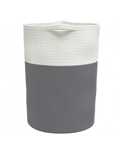 Cestino Portaoggetti Grigio e Bianco Ø49x65 cm in Cotone