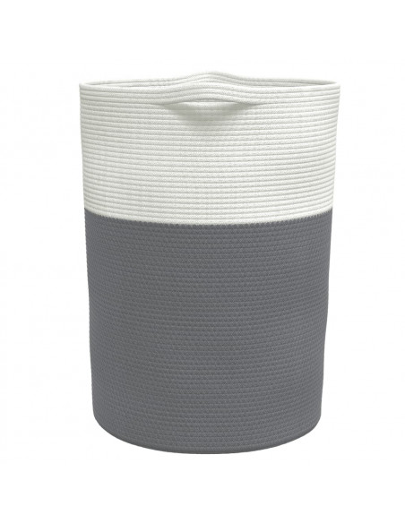 Cestino Portaoggetti Grigio e Bianco Ø49x65 cm in Cotone