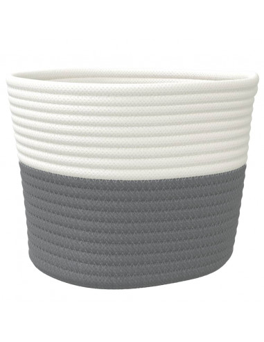 Cestini Portaoggetti 2pz Grigio e Bianco Ø24x18 cm in Cotone