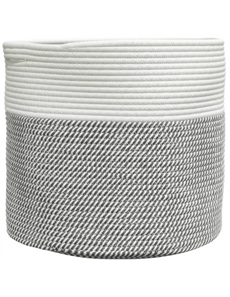 Cestino Portaoggetti Grigio e Bianco Ø40x35 cm in Cotone