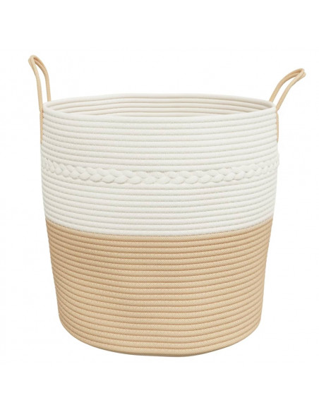 Cestino Portaoggetti Beige e Bianco Ø43x38 cm in Cotone