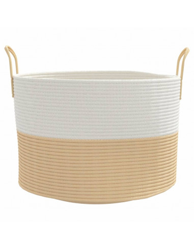 Cestino Portaoggetti Beige e Bianco Ø51x33 cm in Cotone