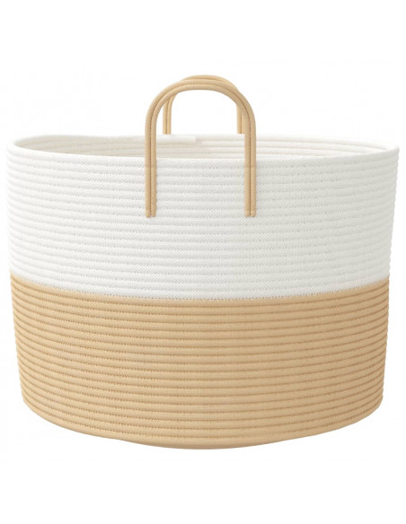 Cestino Portaoggetti Beige e Bianco Ø51x33 cm in Cotone
