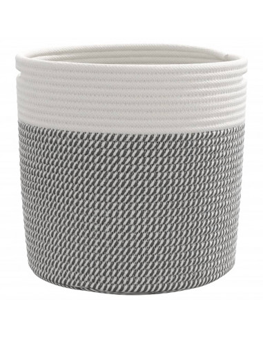 Cestini Portaoggetti 2pz Grigio e Bianco Ø28x28 cm in Cotone