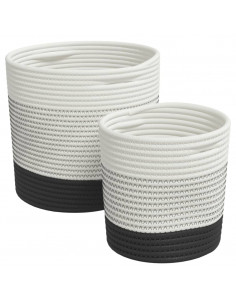 Cestini Portaoggetti 2pz Bianco e Nero in Cotone 2