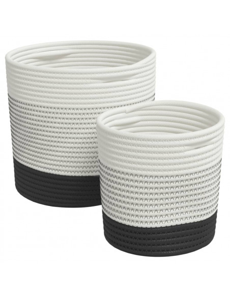 Cestini Portaoggetti 2pz Bianco e Nero in Cotone