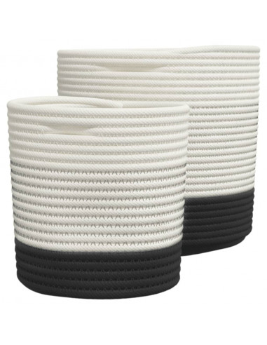 Cestini Portaoggetti 2pz Bianco e Nero in Cotone